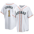 H.Astros #1 Carlos Correa Player Gold Collection Game Home Fdoa Stitched Jerseys
