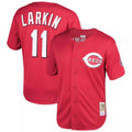 C.Reds #11 Barry Larkin Player Red Mitchell & Ness Throwback Cooperstown Mesh Game Fdoa Stitched Jerseys