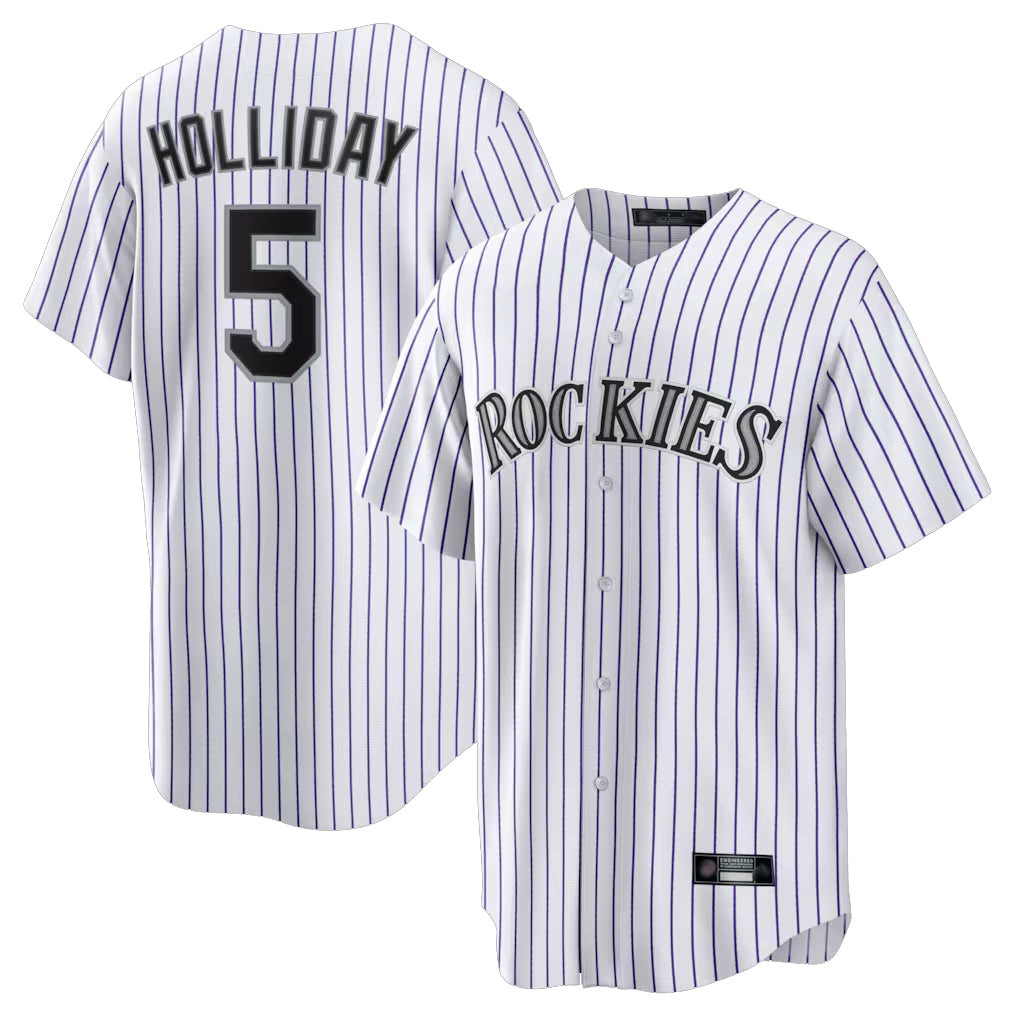 C.Rockies #5 Matt Holliday Player White Game Home Fdoa Stitched Jerseys
