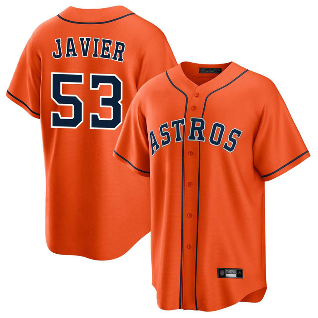 H.Astros #53 Cristian Javier Player Orange Home Game Fdoa Stitched Jerseys