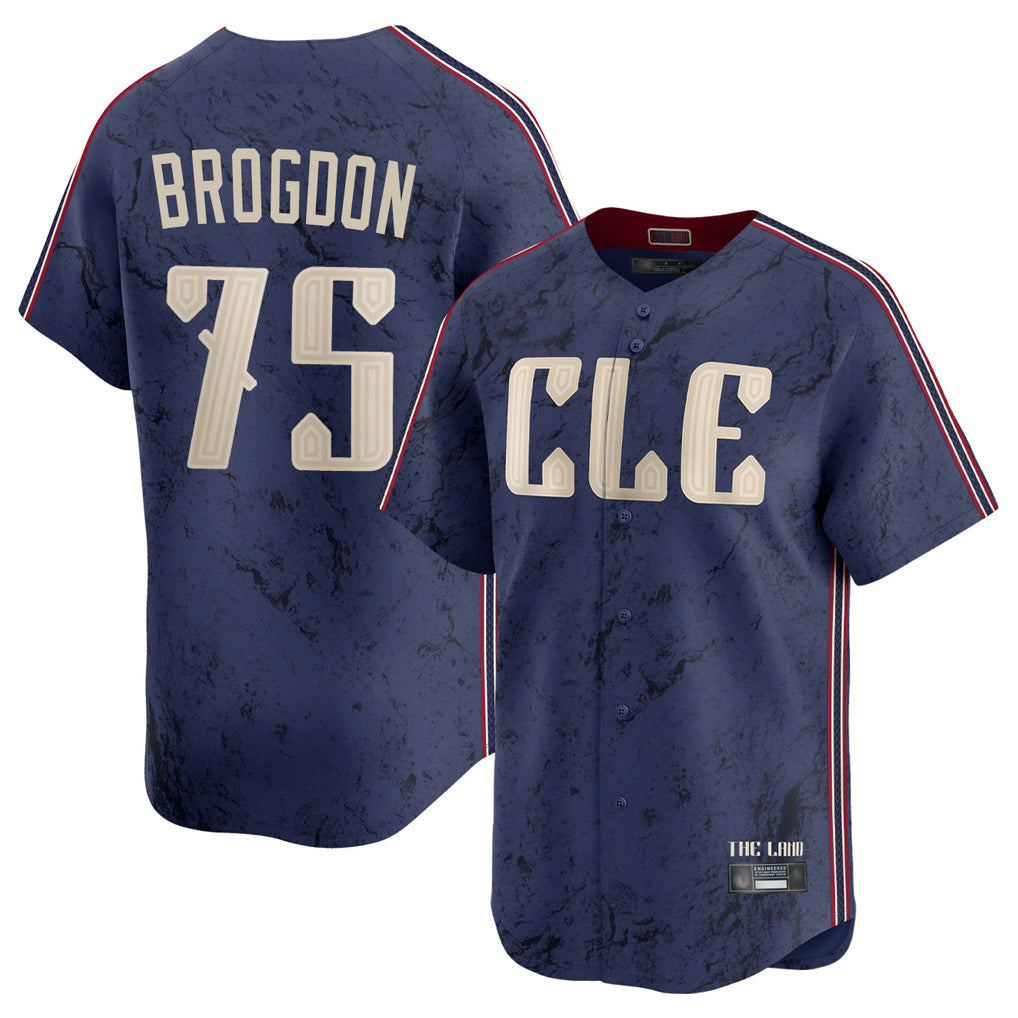 C.Guardians #75 Connor Brogdon Player Navy City Connect Limited Home Fdoa Stitched Jerseys