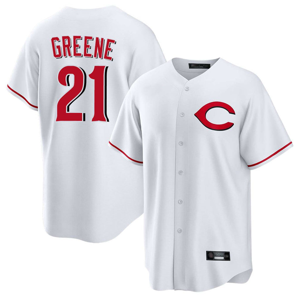 C.Reds #21 Hunter Greene Player White Home Game Fdoa Stitched Jerseys