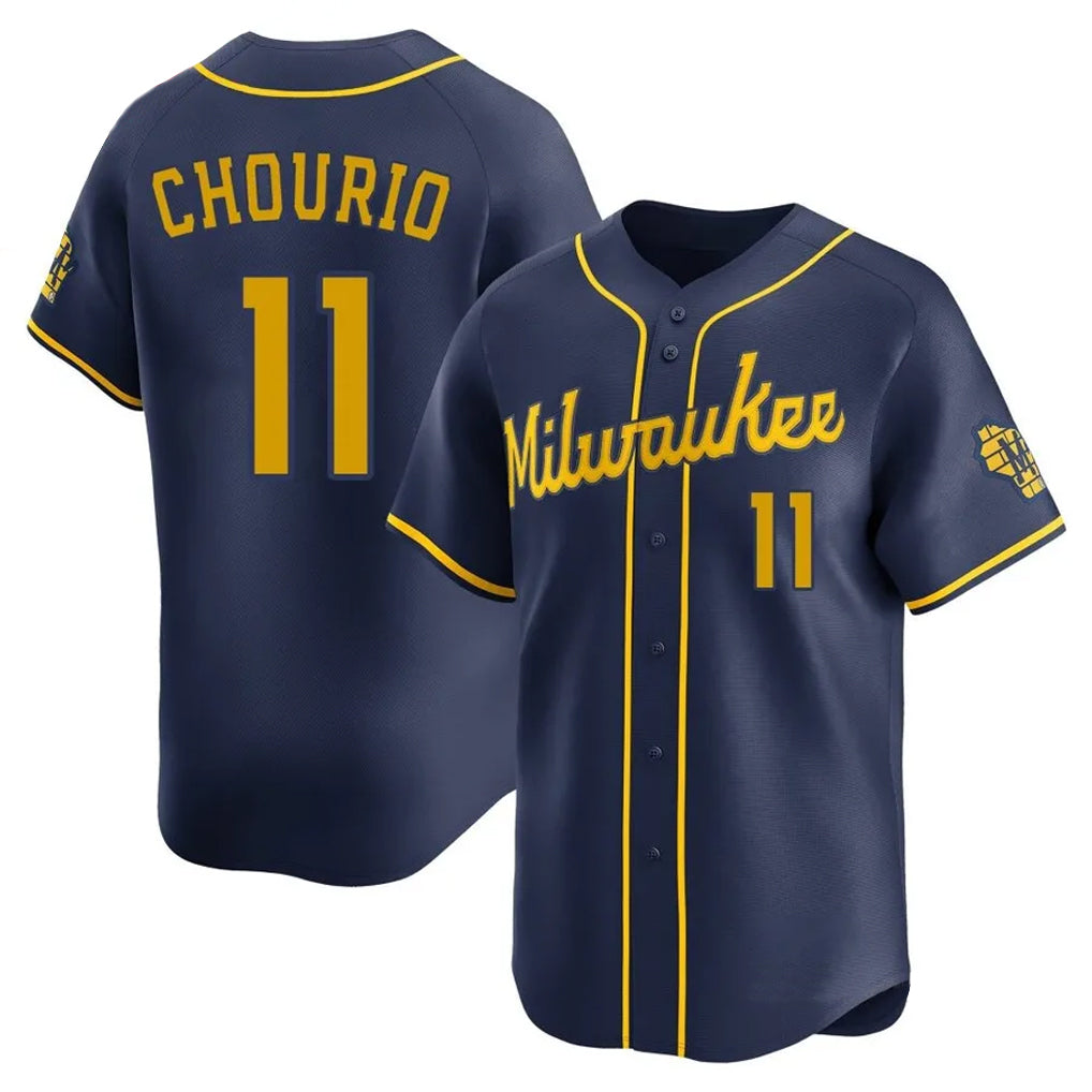 M.Brewers #11 Jackson Chourio Player Navy Home Limited Fdoa Stitched Jerseys
