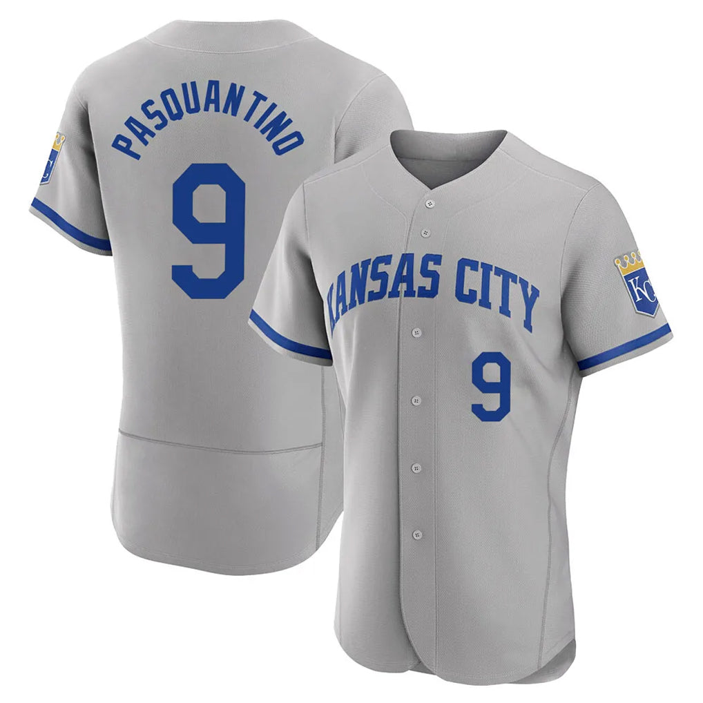 KC.Royals #9 Vinnie Pasquantino Player Gray Limited Elite Home Game Fdoa Stitched Jerseys