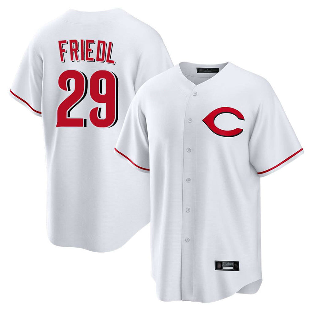 C.Reds #29 TJ Friedl Player White Home Game Fdoa Stitched Jerseys