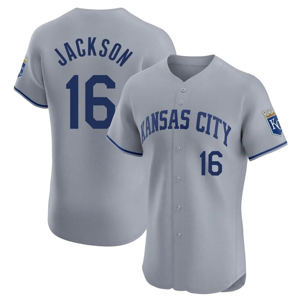 KC.Royals #16 Bo Jackson Player Gray Limited Elite Home Fdoa Stitched Jerseys
