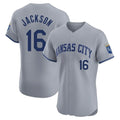 KC.Royals #16 Bo Jackson Player Gray Limited Elite Home Fdoa Stitched Jerseys