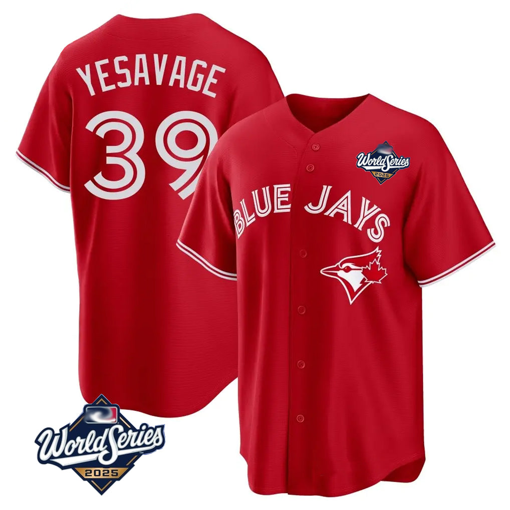 T.Blue Jays #39 Trey Yesavage Player Red 2025 World Series Game All Fdoa Stitched Jerseys