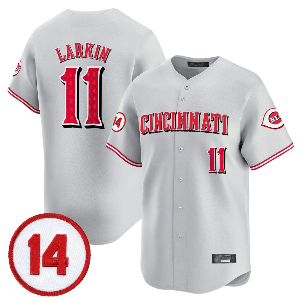 C.Reds #11 Barry Larkin Player Gray Vapor Premier Limited Home Fdoa Stitched Jerseys