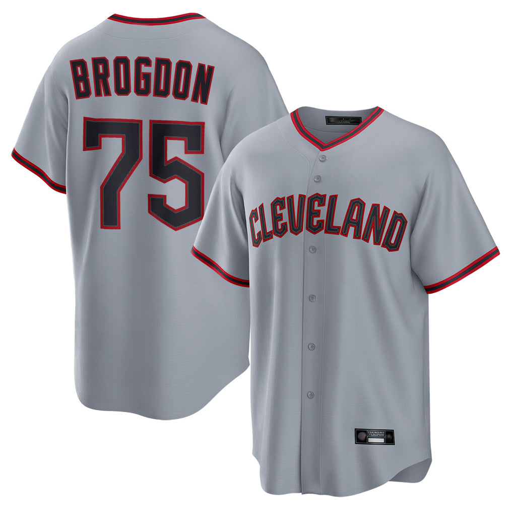 C.Guardians #75 Connor Brogdon Player Gray Home Game Fdoa Stitched Jerseys