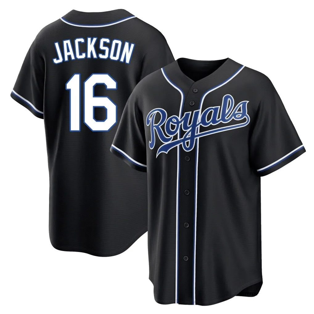 KC.Royals #16 Bo Jackson Player Black Carbon Fashion Home Game Fdoa Stitched Jerseys