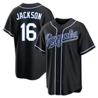 KC.Royals #16 Bo Jackson Player Black Carbon Fashion Home Game Fdoa Stitched Jerseys