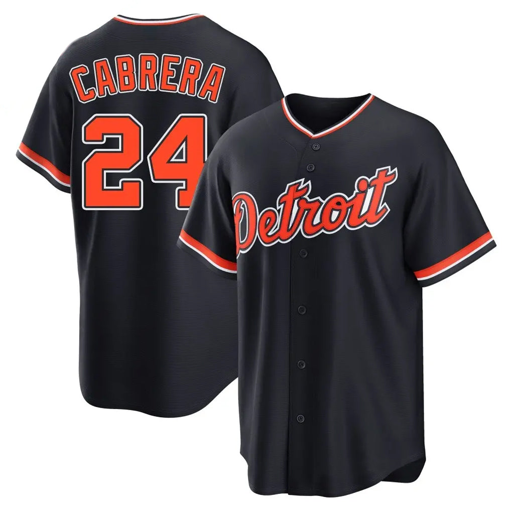 D.Tigers #24 Miguel Cabrera Player Navy Home Game Fdoa Stitched Jerseys