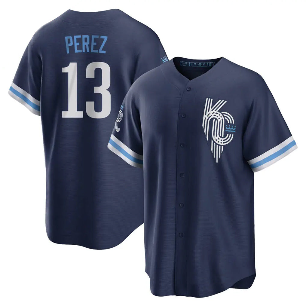 KC.Royals #13 Salvador Perez Player Navy City Connect Home Game Fdoa Stitched Jerseys