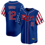 T.Bay Rays #12 Wade Boggs Player Royal 2025 Independence Day Vapor Premier Limited Fdoa Stitched Jerseys