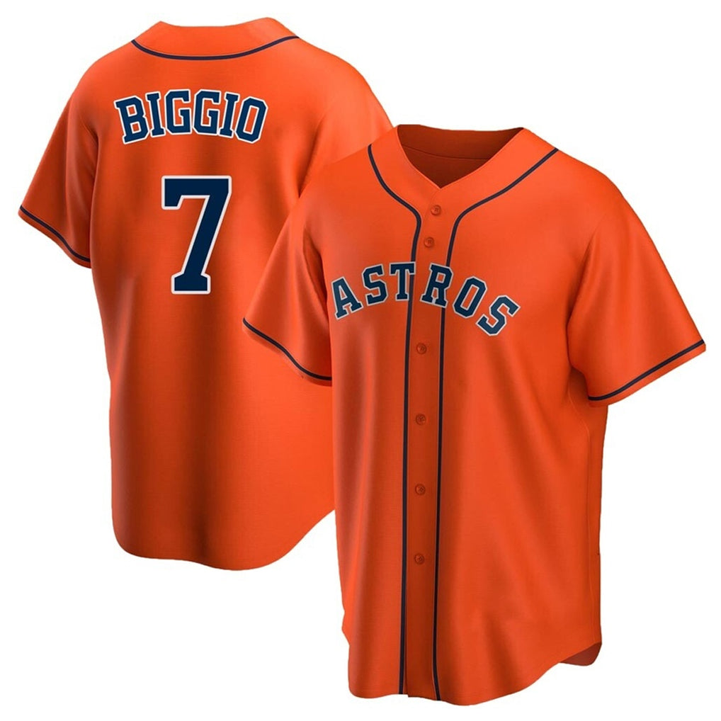 H.Astros #7 Craig Biggio Player Orange Home Game Fdoa Stitched Jerseys