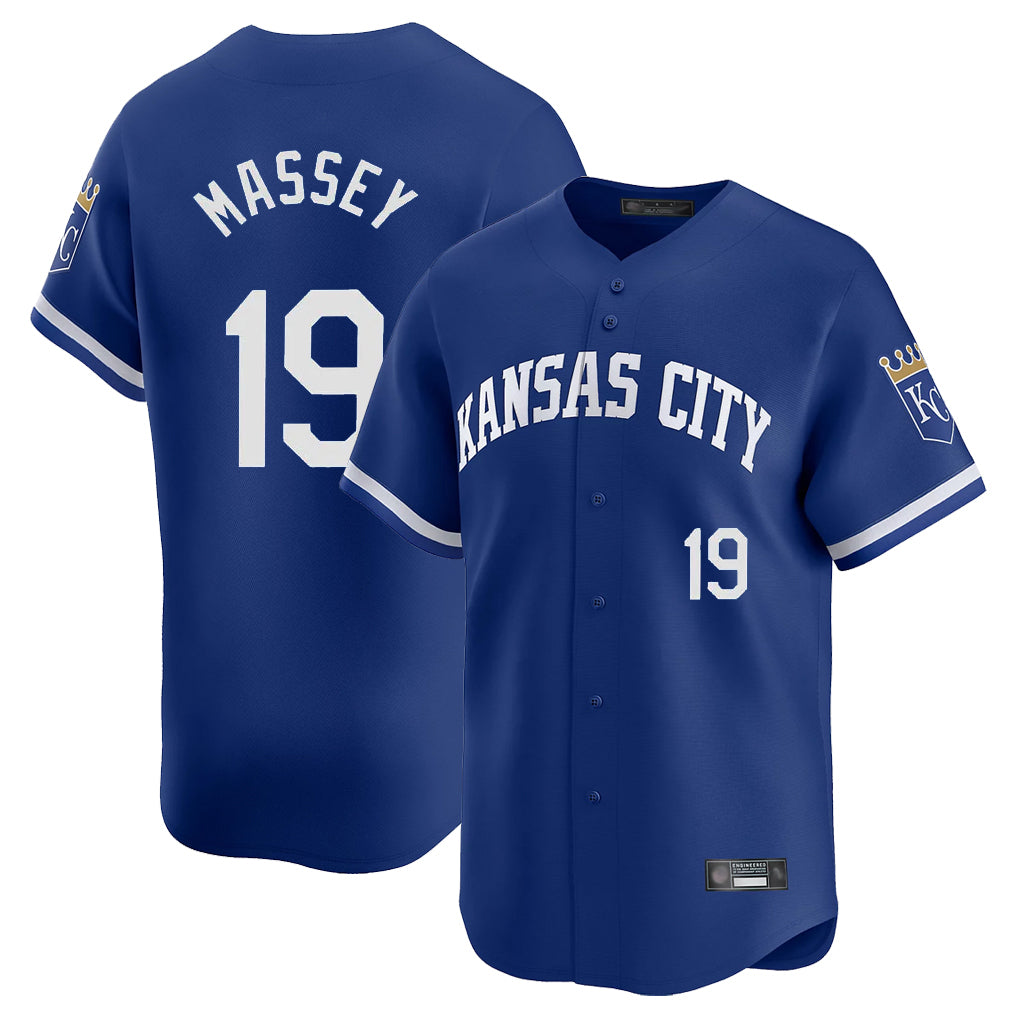 KC.Royals #19 Michael Massey Player Royal Limited Home Fdoa Stitched Jerseys