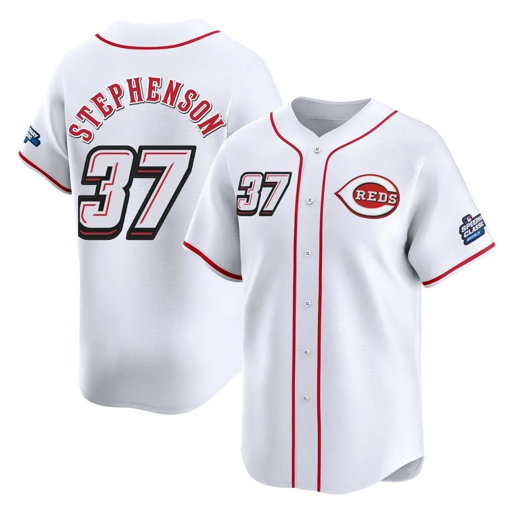 C.Reds #37 Tyler Stephenson Player White Speedway Classic Home Limited Fdoa Stitched Jerseys