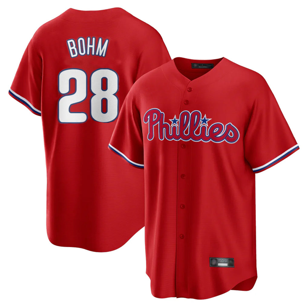 P.Phillies #28 Alec Bohm Player Red Home Game Fdoa Stitched Jerseys
