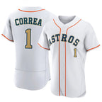 H.Astros #1 Carlos Correa Player Gold Collection Limited Elite Home Fdoa Stitched Jerseys