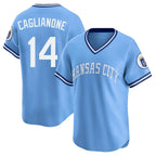 KC.Royals #14 Jac Caglianone Player Light Blue Limited Throwback Cooperstown Collection T-shirt Fdoa Stitched Jerseys