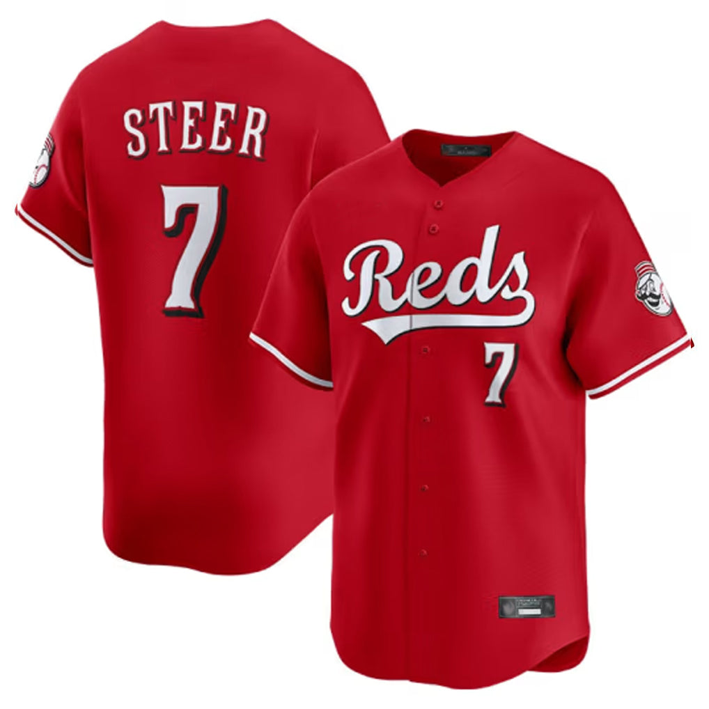 C.Reds #7 Spencer Steer Player Red Home Limited Fdoa Stitched Jerseys