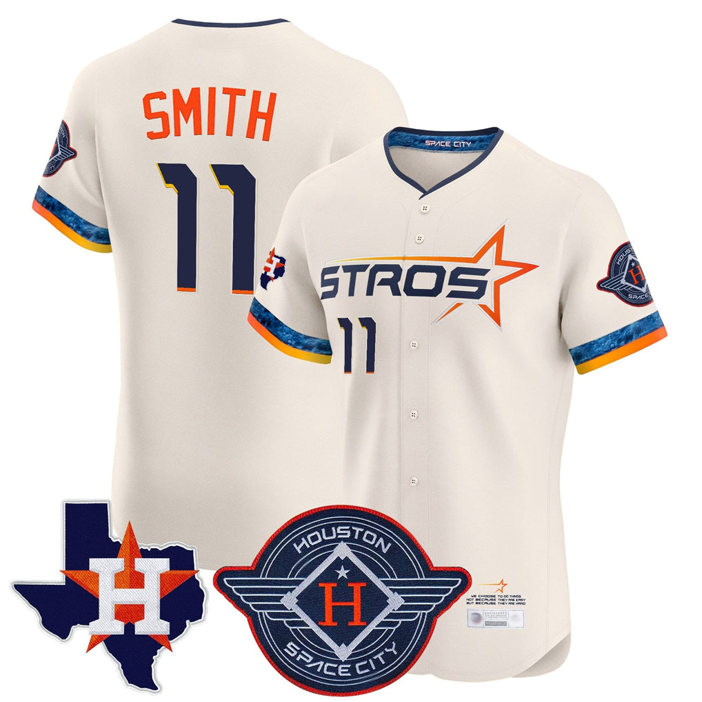 H.Astros #11 Cam Smith Player Cream City Connect Texas Patch Vapor Premier Limited Elite Home Fdoa Stitched Jerseys