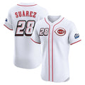 C.Reds #28 Eugenio Su¨¢rez Player White Speedway Classic Limited Elite Home Fdoa Stitched Jerseys