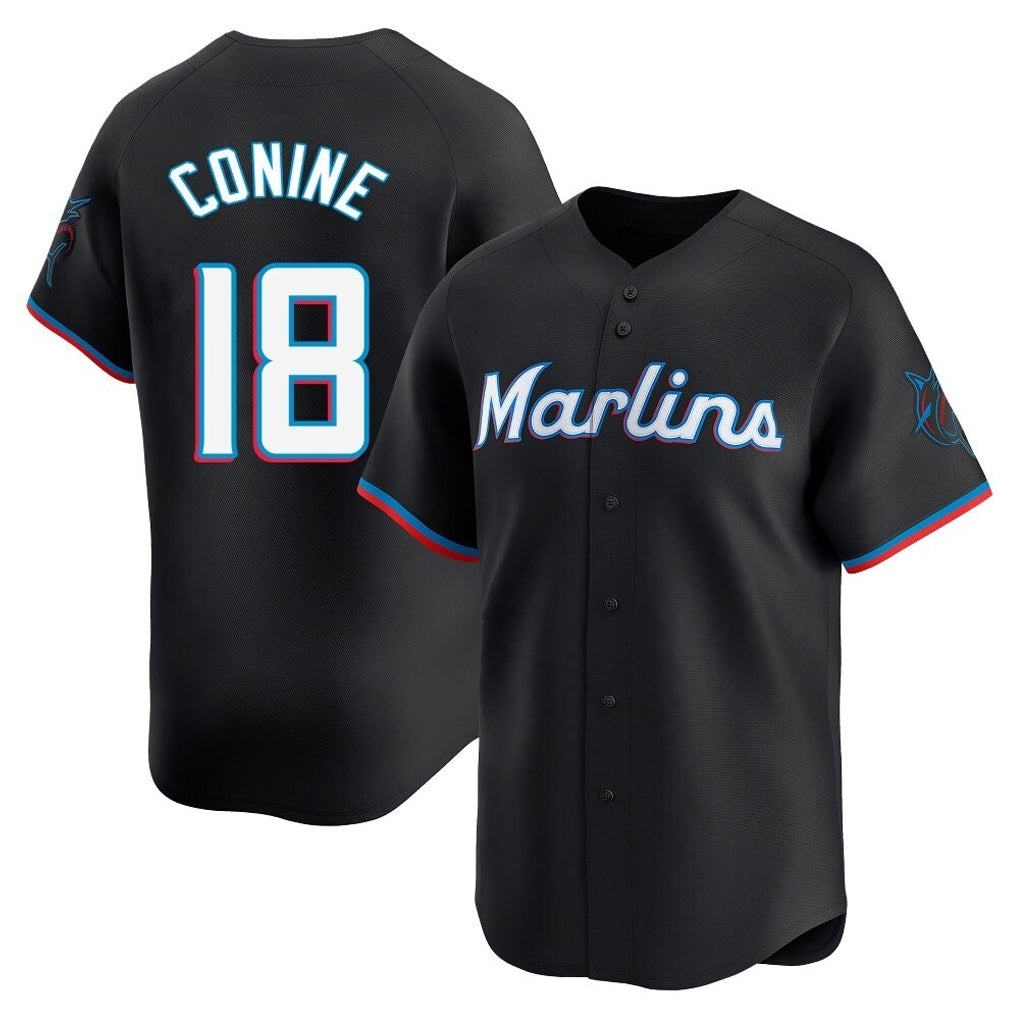 M.Marlins #18 Griffin Conine Player Black  Home Limited Fdoa Stitched Jerseys