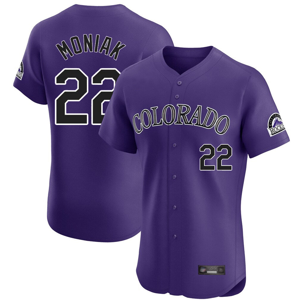 C.Rockies #22 Mickey Moniak Player Purple Limited Elite Home Fdoa Stitched Jerseys