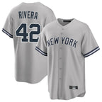 NY.Yankees #42 Mariano Rivera Player Gray Road Game Fdoa Stitched Jerseys