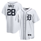 D.Tigers #28 Javier B¨¢ez Player White Home Game Fdoa Stitched Jerseys