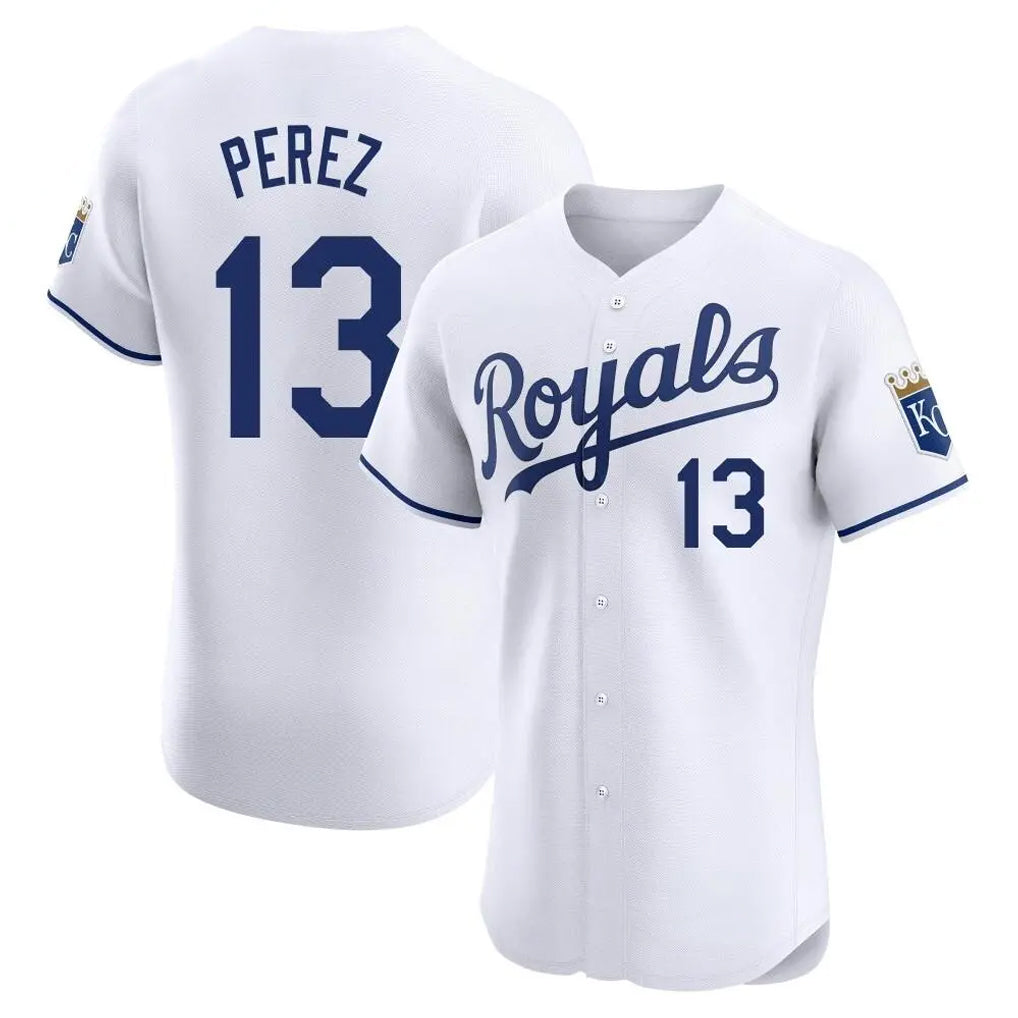 KC.Royals #13 Salvador Perez Player White Alt Limited Elite Home Fdoa Stitched Jerseys