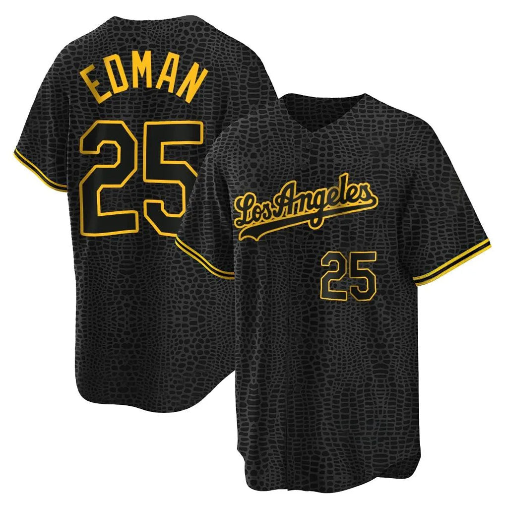 LA.Dodgers #25 Tommy Edman Player Black Snake Skin City Game Home Fdoa Stitched Jerseys
