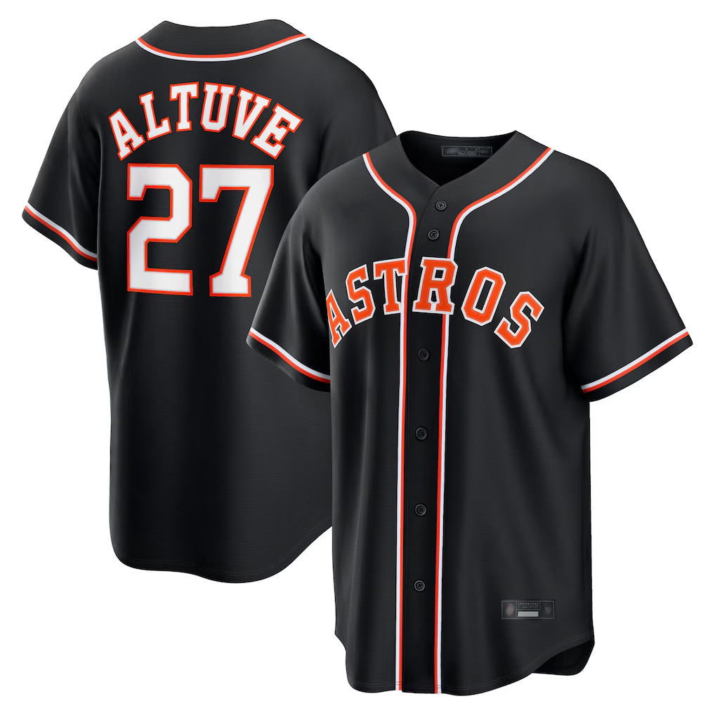 H.Astros #27 Jose Altuve Player Black Fashion Out Home Game Fdoa Stitched Jerseys