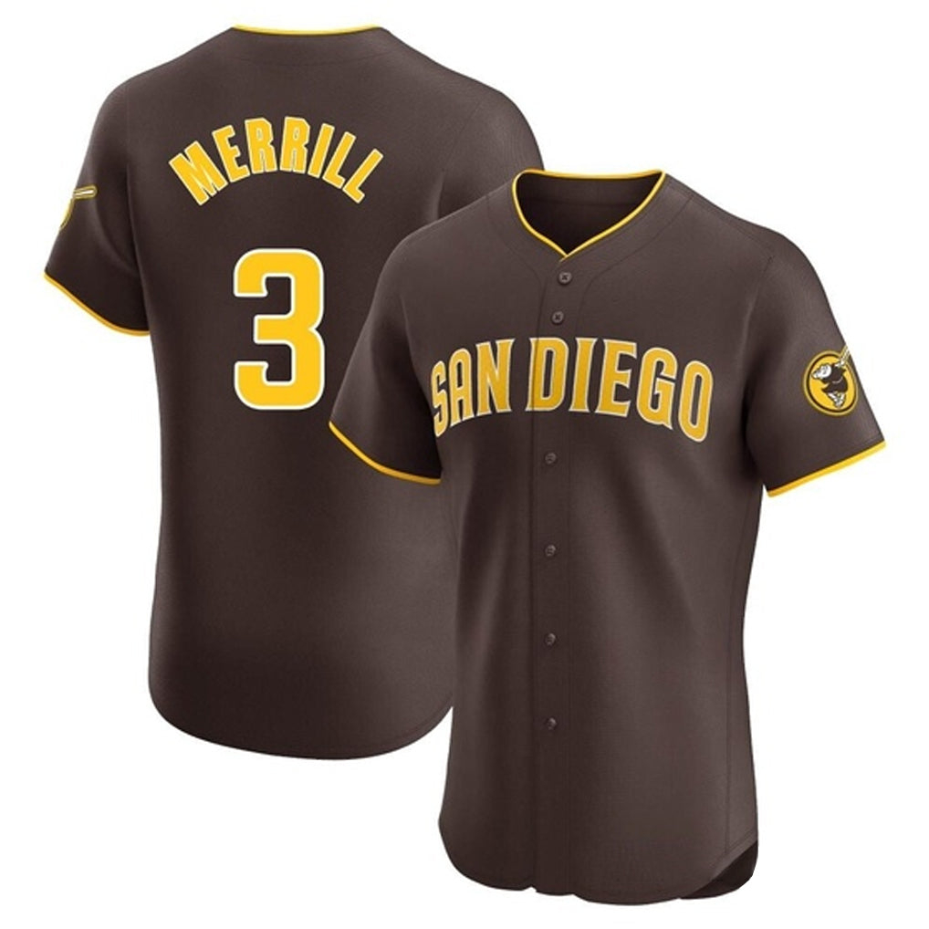 S.Diego Padres #3 Jackson Merrill Player Brown Home Limited Elite Fdoa Stitched Jerseys