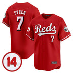 C.Reds #7 Spencer Steer Player Red Vapor Premier Limited Home Fdoa Stitched Jerseys
