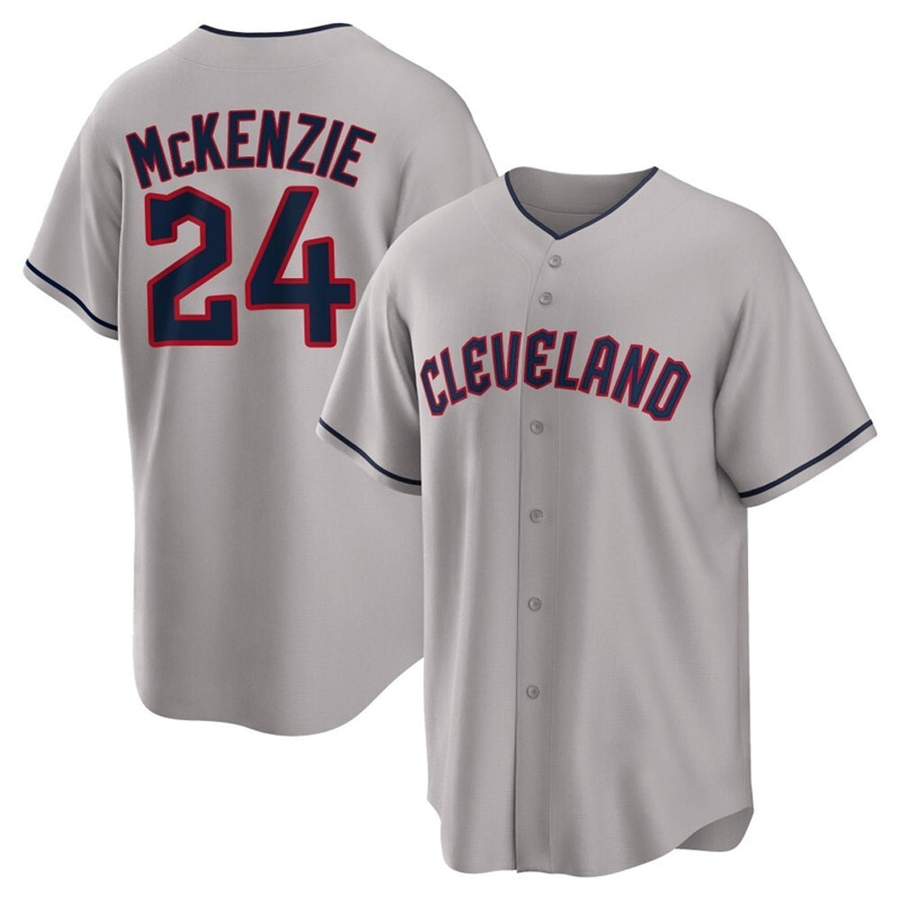C.Guardians #24 Triston McKenzie Player Gray Game Home Fdoa Stitched Jerseys