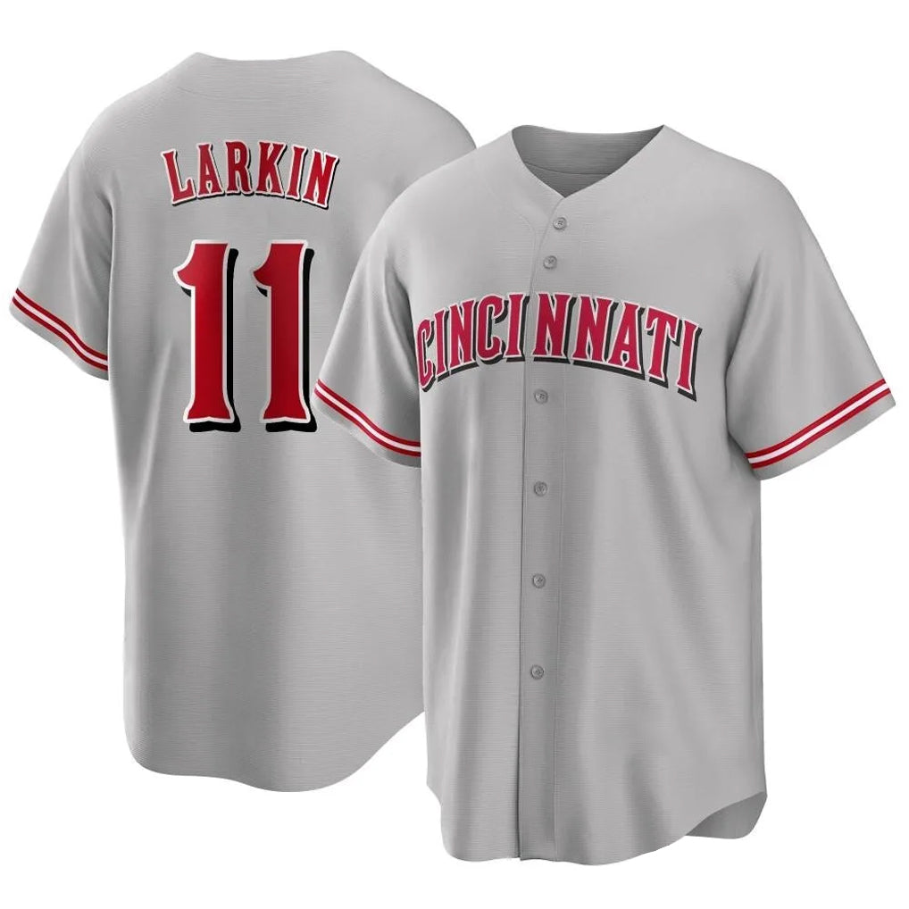 C.Reds #11 Barry Larkin Player Gray Home Game Fdoa Stitched Jerseys