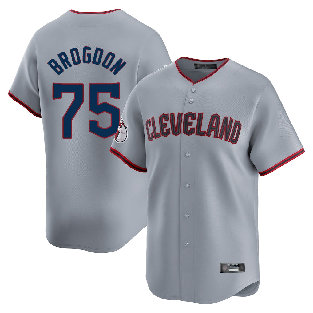 C.Guardians #75 Connor Brogdon Player Gray Road Limited Home Game Fdoa Stitched Jerseys