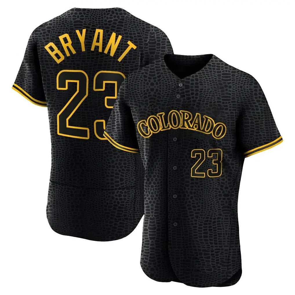 C.Rockies #23 Kris Bryant Player Black Snake Skin City Limited Elite Home Fdoa Stitched Jerseys