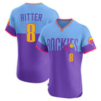 C.Rockies #8 Ryan Ritter Player Purple-Light Blue City Connect Limited Elite Home T-shirt Fdoa Stitched Jerseys
