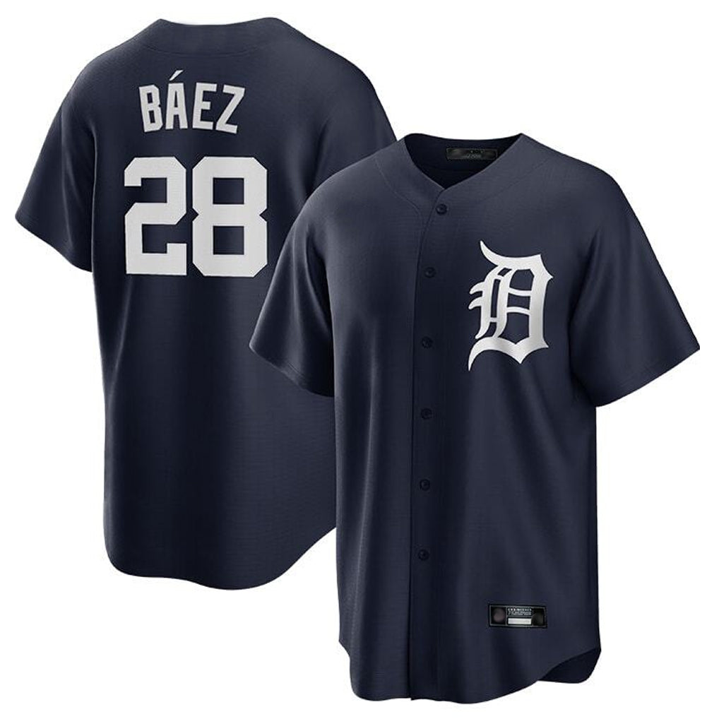 D.Tigers #28 Javier B¨¢ez Player Navy Game Home Fdoa Stitched Jerseys