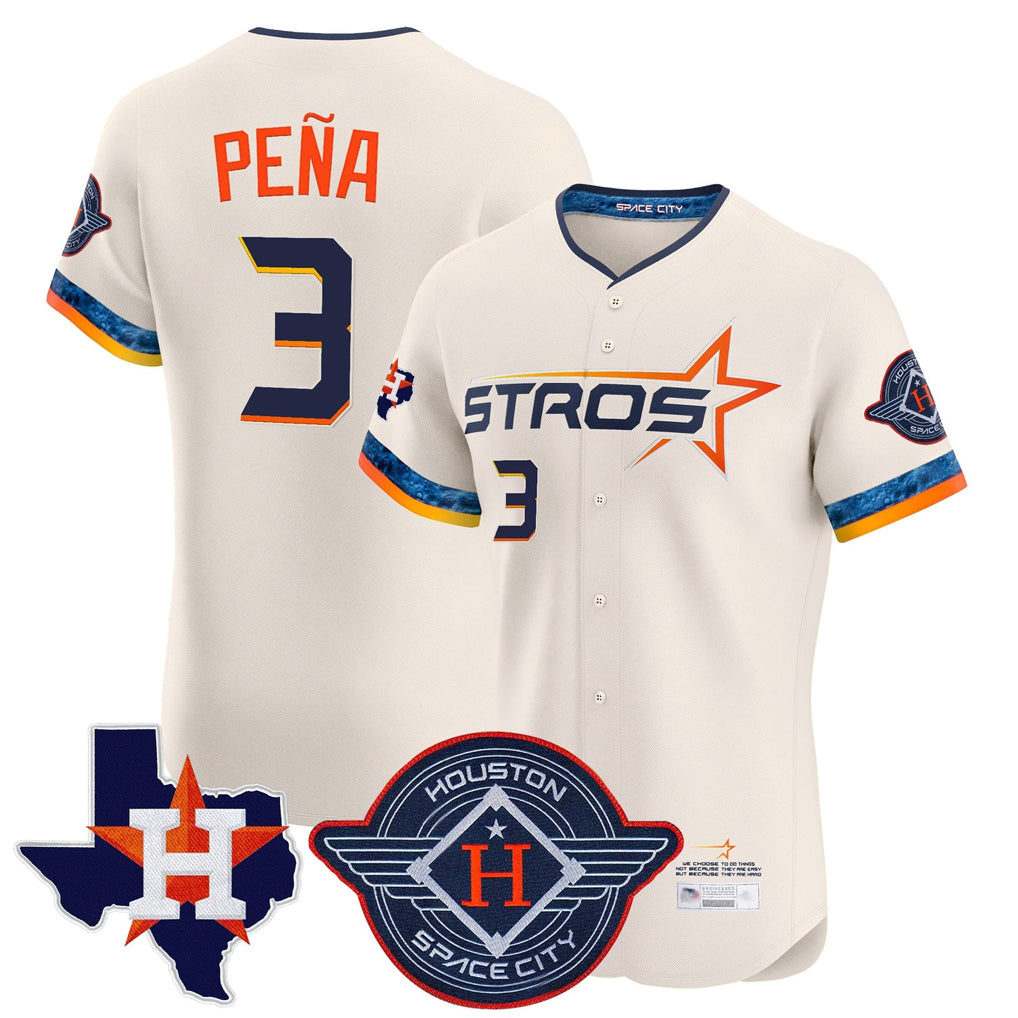 H.Astros #3 Jeremy Pe?a Player Cream City Connect Texas Patch Vapor Premier Limited Elite Home Fdoa Stitched Jerseys