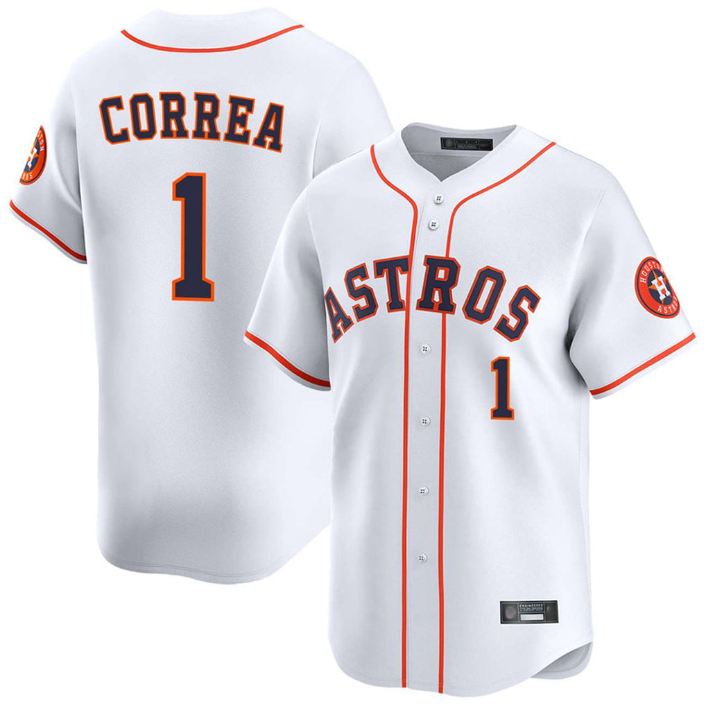 H.Astros #1 Carlos Correa Player White Home Limited Fdoa Stitched Jerseys