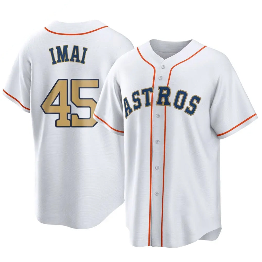H.Astros #45 Tatsuya Imai Player Gold Collection Game Home Fdoa Stitched Jerseys