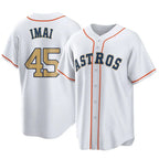 H.Astros #45 Tatsuya Imai Player Gold Collection Game Home Fdoa Stitched Jerseys