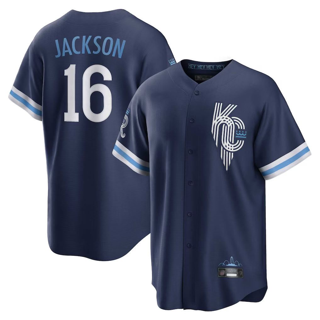 KC.Royals #16 Bo Jackson Player Navy City Connect Home Game Fdoa Stitched Jerseys