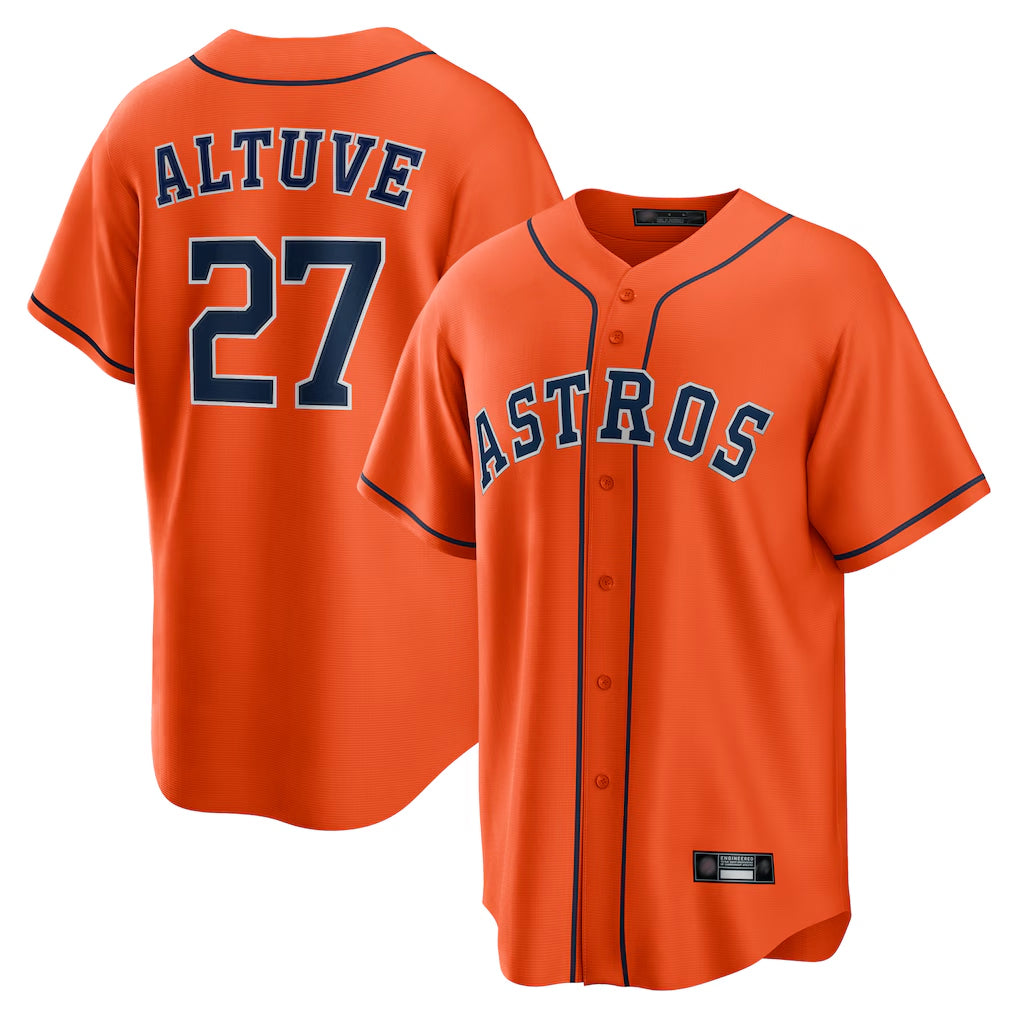 H.Astros #27 Jose Altuve Player Orange Home Game Fdoa Stitched Jerseys