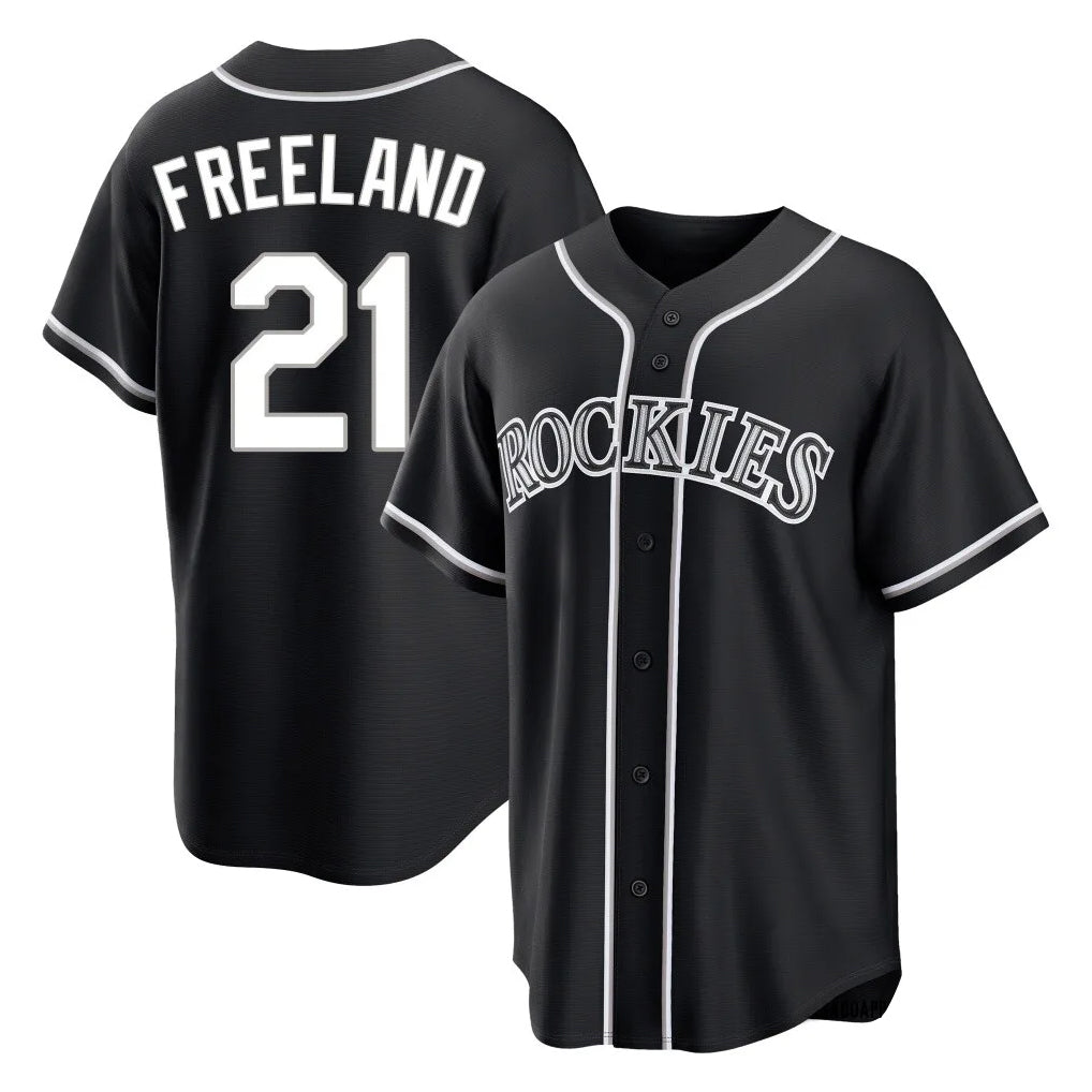 C.Rockies #21 Kyle Freeland Player Black Fashion Out Home Game Fdoa Stitched Jerseys